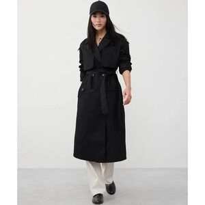 Banana Republic Water Resistant Trench Coat Belted Women's XL Black New with tag